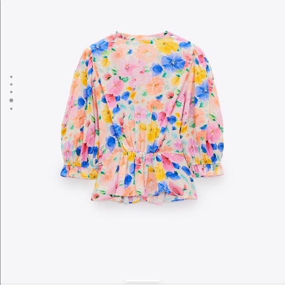 ZARA Printed Blouse with Jewel Button - Picture 4 of 7
